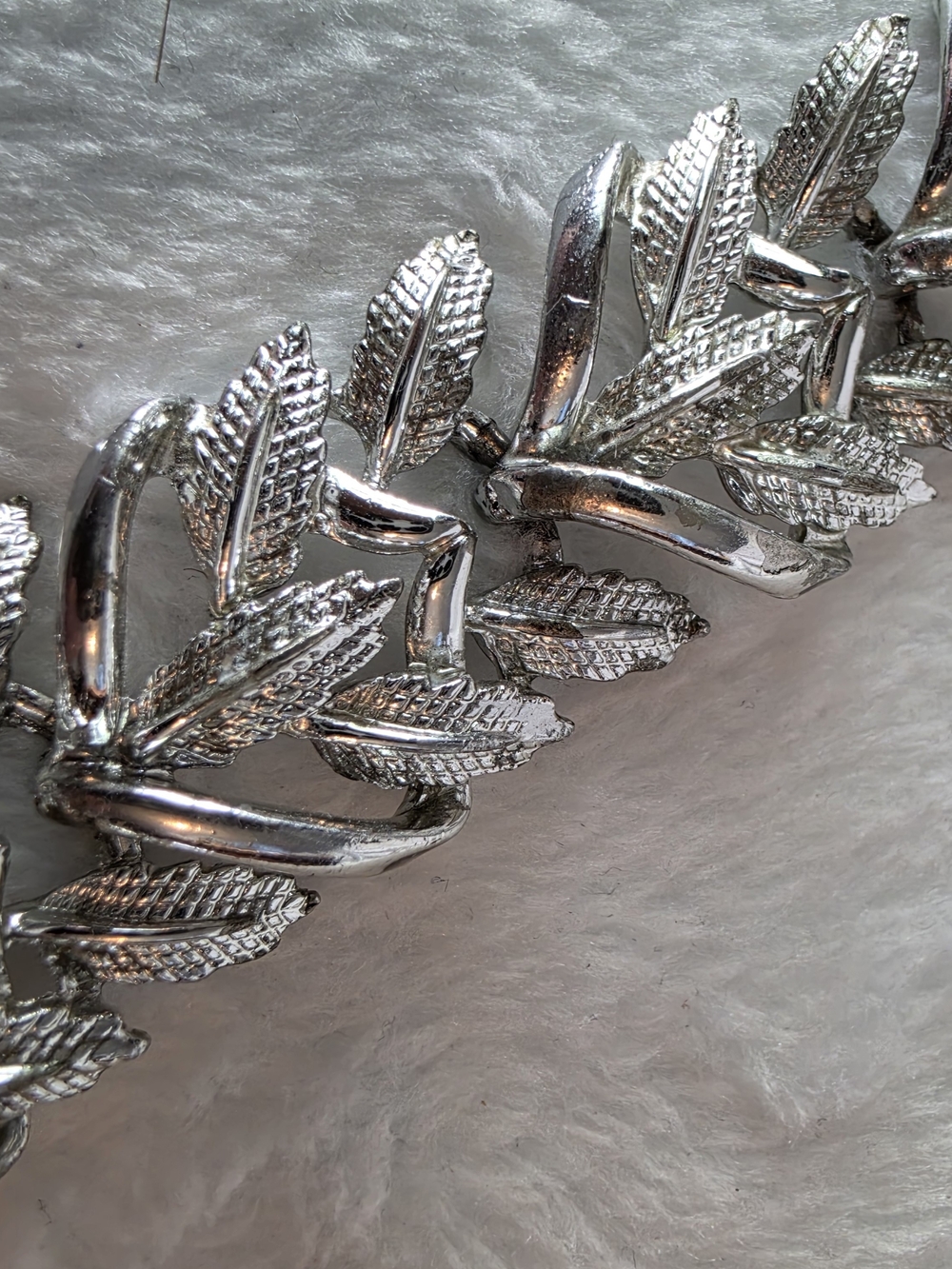 Coro Silver Leaf Link Bracelet Vintage Signed Mid Century Modern Jewelry